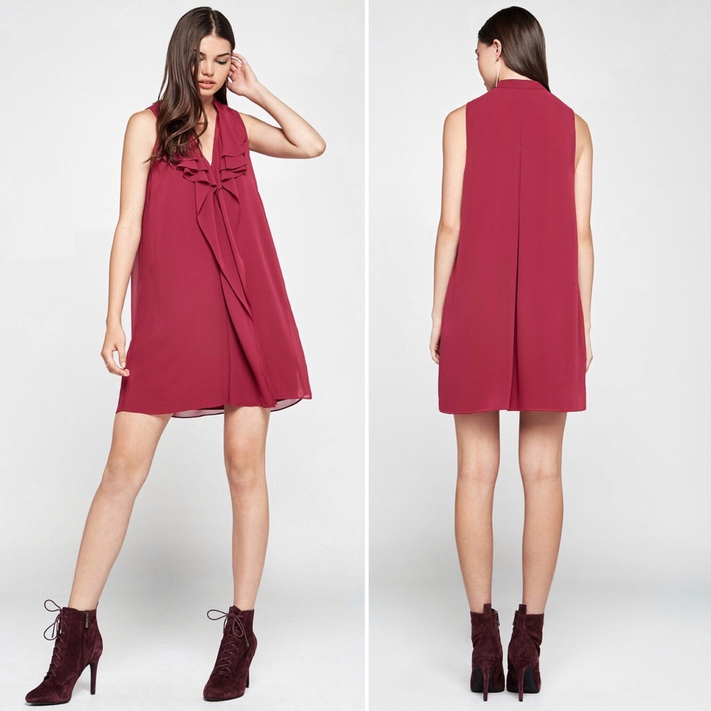 BCBGeneration Sleeveless Ruffle-Front Tent Dress